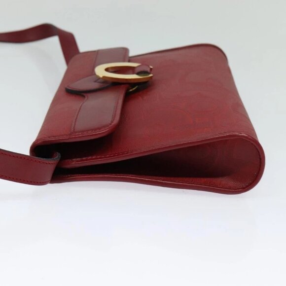 Christian Dior Trotter Canvas Shoulder Bag Red Gold Auth BA3450 - Picture 4 of 16